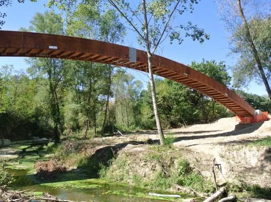 Ponte in legno lamellare di Larice luce libera 60 Ml Fiume Nevola - Trecastelli (AN)